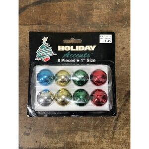 Vintage 8 Pc 1" Multi Colored Christmas Bulbs Ornaments NOS